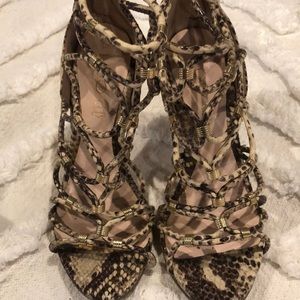 ALDO snake print stiletto heel with gold detail